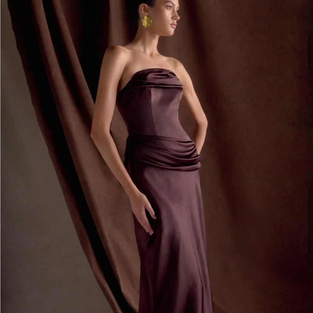 Meshki Chocolate Jasmine Strapless Gown - Picture 8 of 16